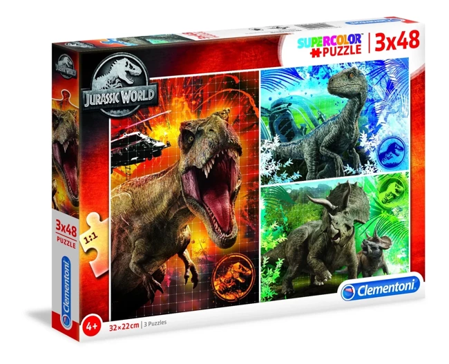 Puzzle 3x48 Super kolor Jurassic World