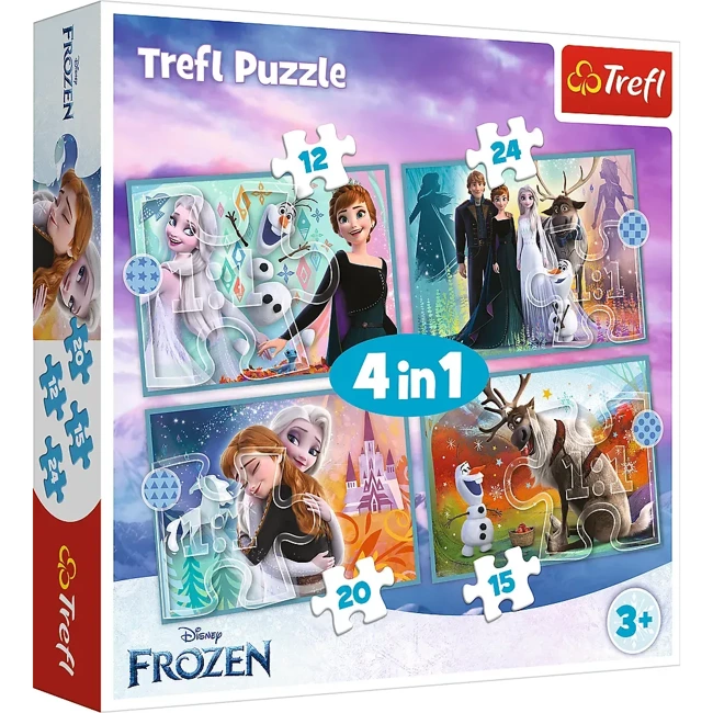 Puzzle 4w1 (12,15,20,24)  Niezwykły świat Frozen 34381