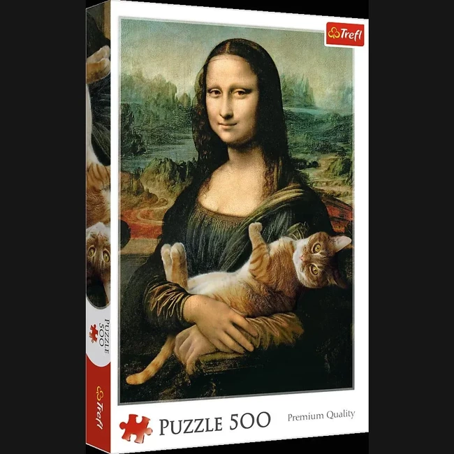 Puzzle 500 Mona Lisa i kot mruczek 37294