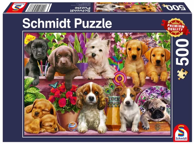 Puzzle 500 PQ Psy na półce