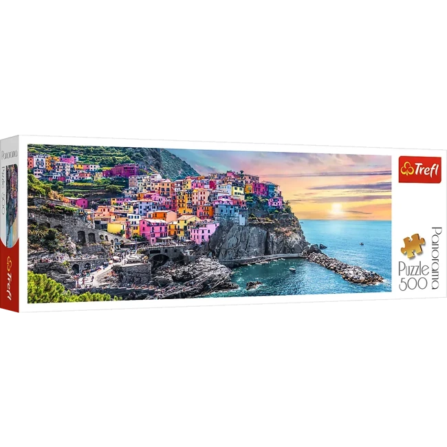 Puzzle 500 panoramiczne Vernazza o zachodzie słońca Włochy 29516