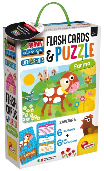 Puzzle dziecięce  zabawa i edukacja i flashcards Farma