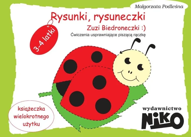 Rysunki, rysuneczki Zuzi Biedroneczki  Ćwiczenia usprawniające piszącą rączkę 3-4 latki