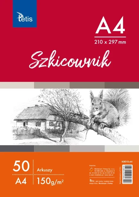 Szkicownik A4 150 g/m2 Tetis 50 arkuszy