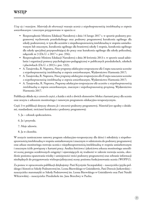 Uczę się i rozwijam arkusz monitoringu część 3 materiały do obserwacji rozwoju ucznia z niepełnosprawnością intelektualną w stopniu umiarkowanym i znacznym