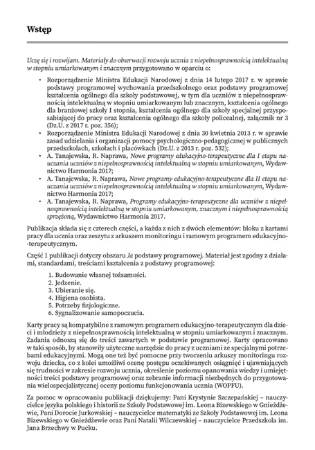 Uczę się i rozwijam karty pracy część 1 materiały do obserwacji rozwoju ucznia z niepełnosprawnością intelektualną w stopniu umiarkowanym i znacznym