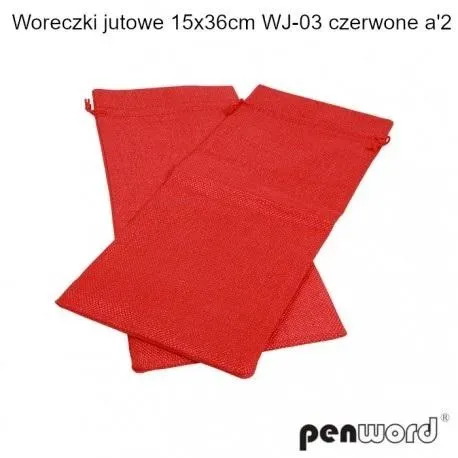 Woreczki jutowe czerwone 36x15cm 2szt