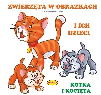 Zwierzęta w obrazkach i ich dzieci kotka i kocięta