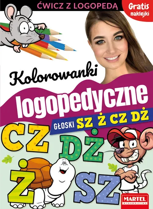 kolorowanki logopedyczne z naklejkami. Głoski Sz Ż Cz Dż