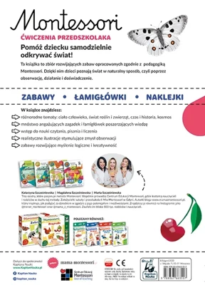 Ćwiczenia przedszkolaka 4-6 lata. Montessori. Karty sensoryczne