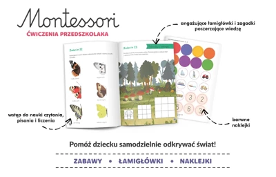 Ćwiczenia przedszkolaka 4-6 lata. Montessori. Karty sensoryczne