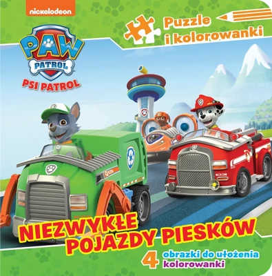 Niezwykłe pojazdy piesków. Puzzle i kolorowanki. Psi Patrol