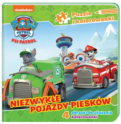 Niezwykłe pojazdy piesków. Puzzle i kolorowanki. Psi Patrol