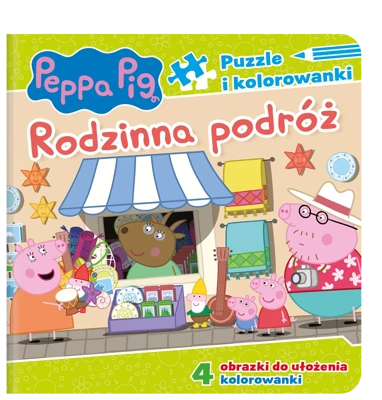 Rodzinna podróż. Puzzle i kolorowanki. Świnka Peppa