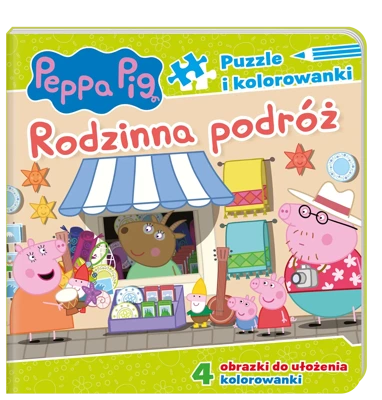 Rodzinna podróż. Puzzle i kolorowanki. Świnka Peppa